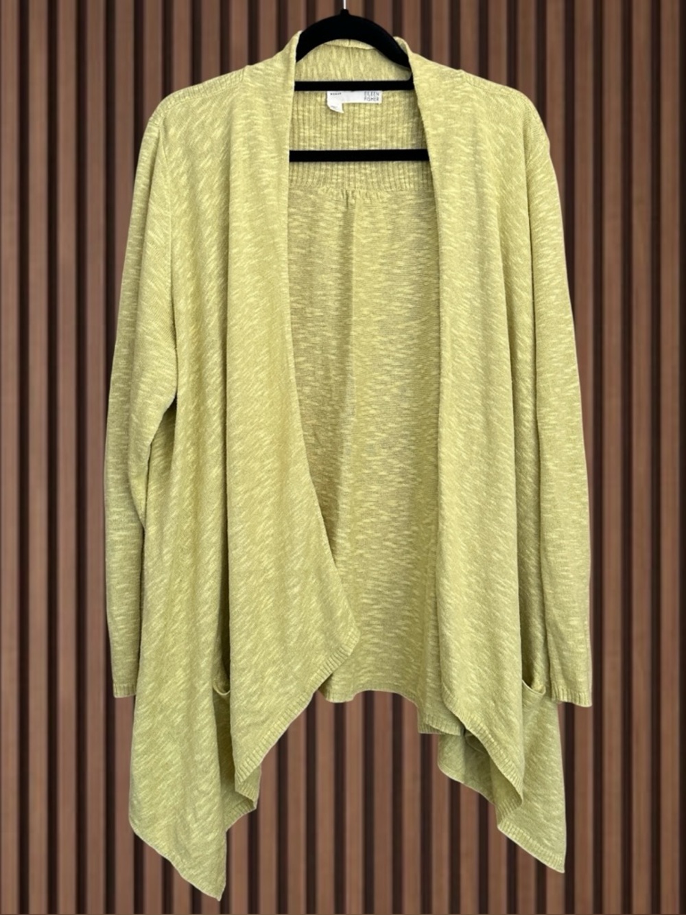 Eileen Fisher Light Green Open-Front Draped Cardigan